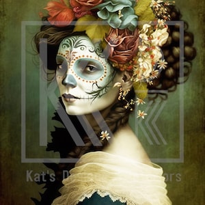 New! I Day Of The Dead Portrait II  I  Rice Paper Decoupage I Size A4 I DIY Projects I Furniture Decoupage I Junk Journals I Mixed Media