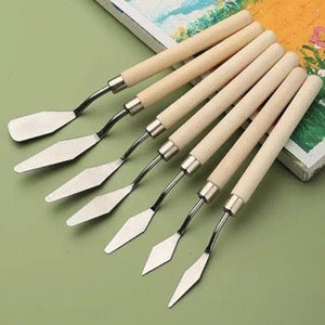 Palette Knife Set (7 Pcs) for Paint Mixing, Stencil Application, Gesso Application, Mixed Media, Crafts, Oil Paint - FAST SHIPPING