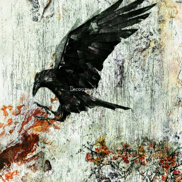 Andy Skinner Quoth The Raven Rice Paper Decoupage By Decoupage Queen Size A4 for Scrapbooking, Art Journals, Mixed Media, Collage 0275