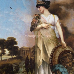 Athena Goddess Of Wisdom Rice Paper Size A4 Decoupage For Furniture, Mixed Media, Junk Journals, DIY Projects  By Decoupage Queen