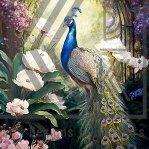 New! I Peacock In The Garden I  Rice Paper Decoupage I Size A4 I DIY Projects I Furniture Decoupage I Junk Journals I Mixed Media