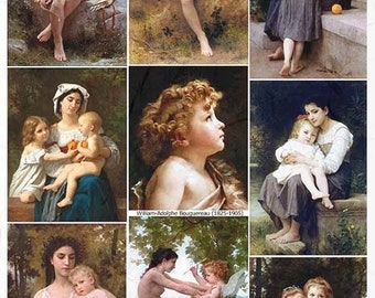 Bouguereau Mothers & Angels - Rice Paper Decoupage - Scrapbooking -Mixed Media