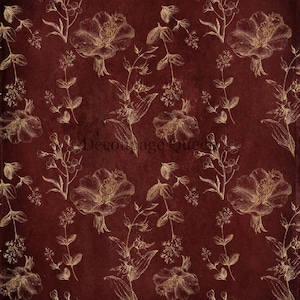Red And Gold Floral I Decoupage Queen I  Rice Paper Decoupage I Size A4 I DIY I Furniture Decoupage I Mixed Media I Furniture Decoupage