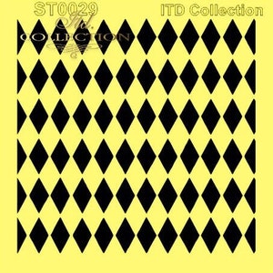 ITD small Harlequin Stencil 6.26&quot;x6.29&quot; For scrapbooking, Mixed Media, Decoupage, Collages, DIY Projects, Furniture, Home Decor ST0029B