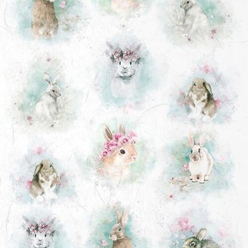ITD Collection Spring Bunnies Rice Paper Decoupage A4 for DIY Etsy