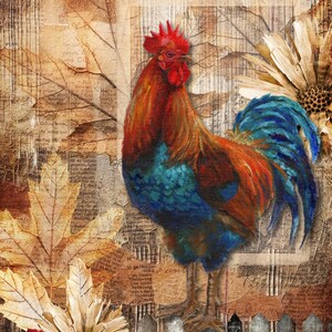 Country Rooster I Decoupage Queen I  Rice Paper Decoupage I Size A4 I Furniture Decoupage I Mixed Media I Furniture Decoupage