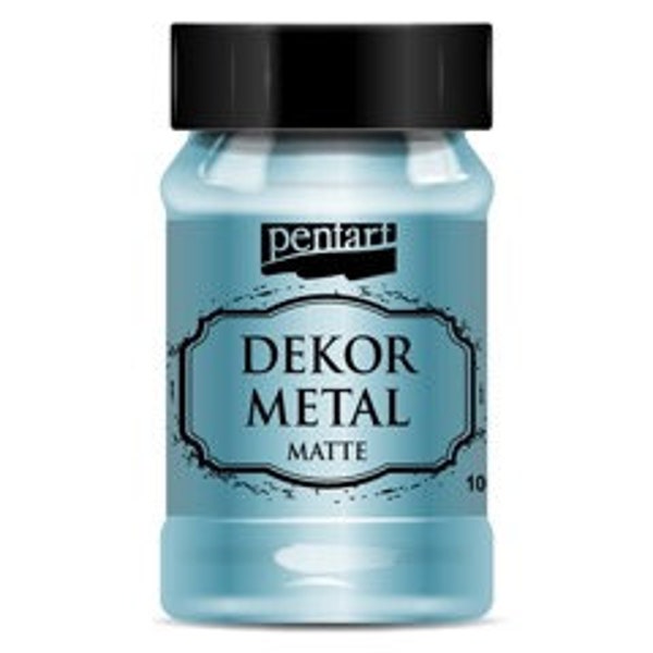 Pentart Dekor Metal Matte Metallic Acrylic Paint - Turquoise - 100 ML for Canvas Art, Mixed Media, DIY Crafts and More (35203)