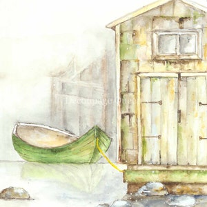Morning Boat House Rice Paper Size A4 Decoupage For Furniture, Mixed Media, Junk Journals, DIY Projects And Much More By Decoupage Queen