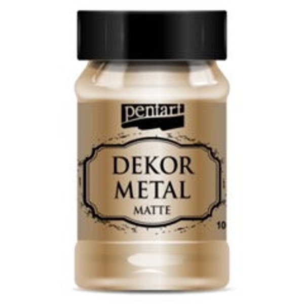 Pentart Dekor Metal Matte Metallic Acrylic Paint - Bronze - 100 ML for Canvas Art, Mixed Media, DIY Crafts and More (35109)