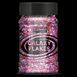 Galaxy Universe Space Glitter Flakes With Gold Stars Metallic