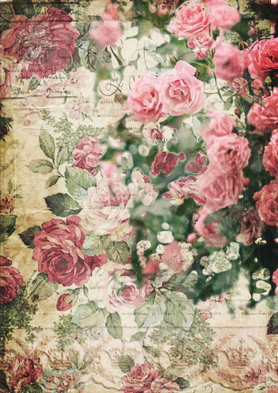 Splash of Roses Rice Paper Decoupage I Decoupage Queen I Furniture ...