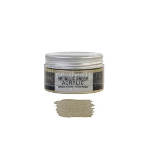 Redesign with Prima Acrylic Metallic Paint Brushed Champagne 3.4 oz Paint for Furniture, Canvas, Junk Journals, Mixed Media