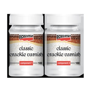 Pentart Classic Crackle Varnish 2 Parts 100ML each for Stencils, Texture, Mixed Media, Canvas Art