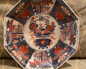 Vintage red white blue and gold Imari bowl