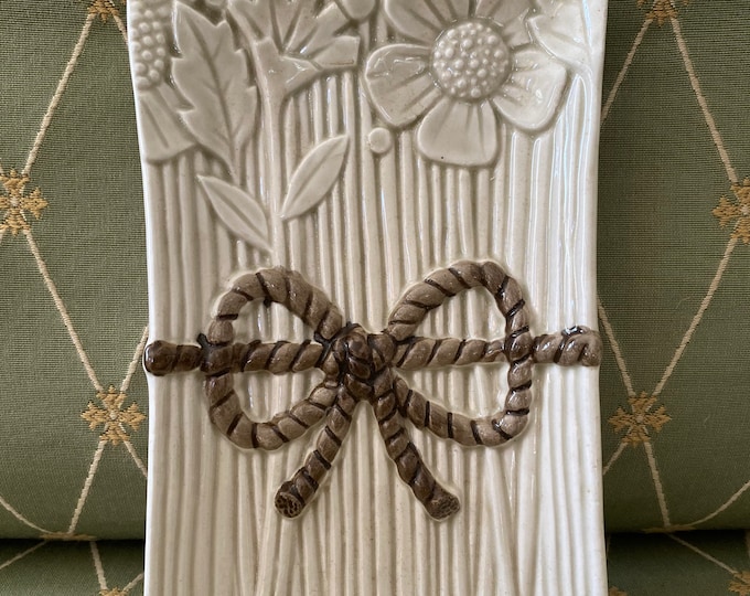 Vintage Fitz and Floyd retro Brown Bow petite Tray