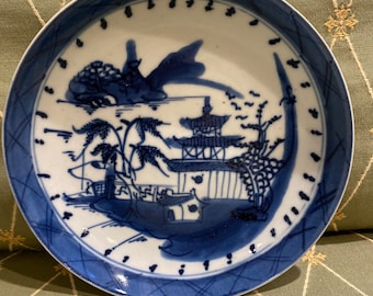 6 inch Antique Canton blue and white plates