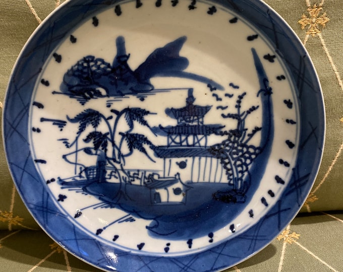 6 inch Antique Canton blue and white plates