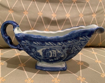 Antique Blue Victoria ware gravy boat