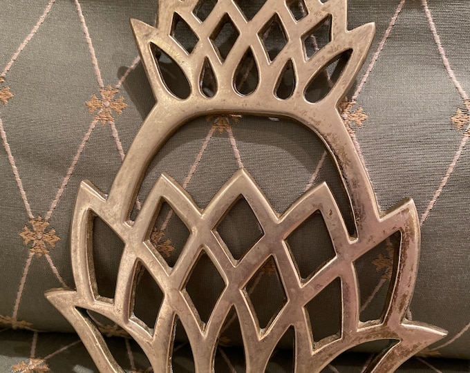 1976 Vintage Brass Virginia Metalcrafters Trivet, Pineapple