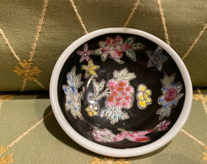black floral petite chinoiserie bowl