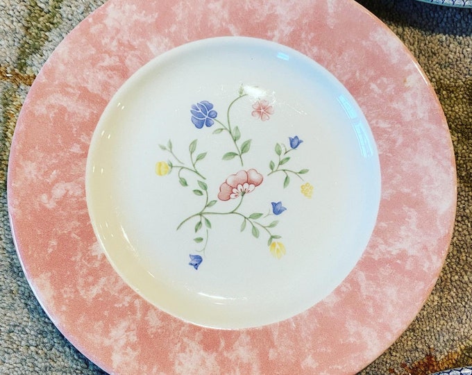 Vintage Johnsons Bros England pink and white floral plates, two available