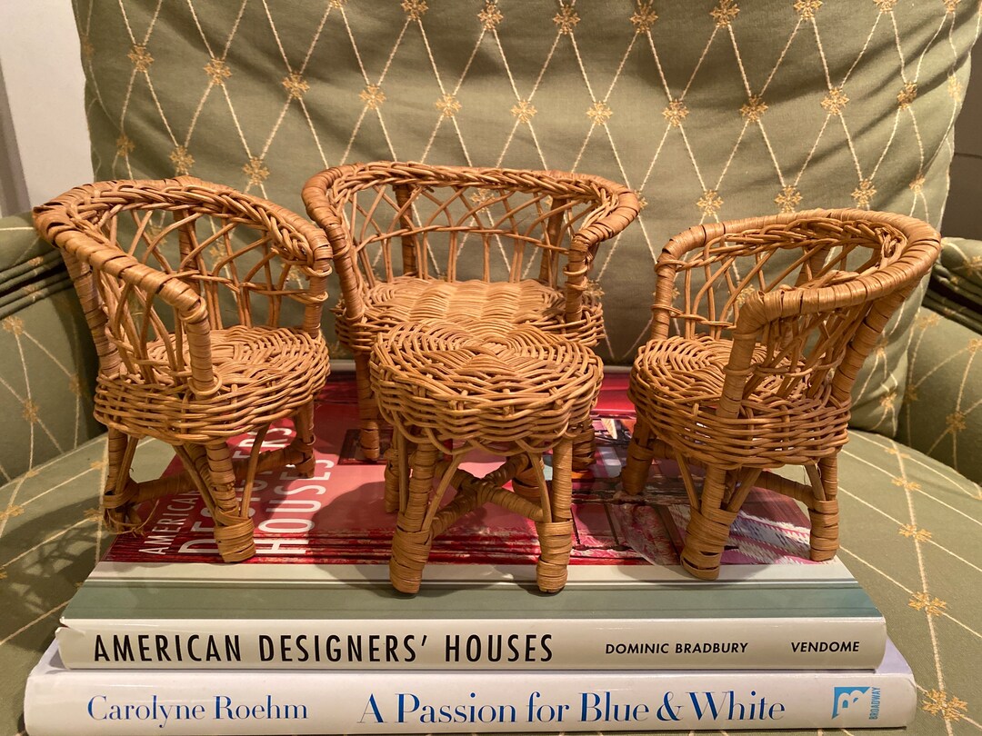 Vintage Wicker Doll Furniture Set Etsy