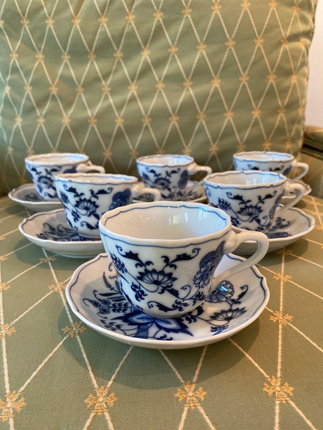 Set of Six Blue Danube Tea Cups and Saucers - Etsy