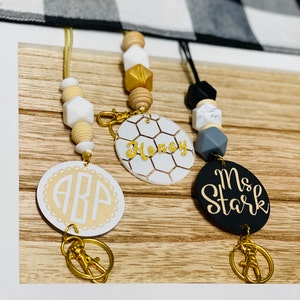 Personalized Custom Trendy Silicone + Acrylic  Lanyard | Badge ID holder for Teachers | Nurses | College students | Professors | SLP |