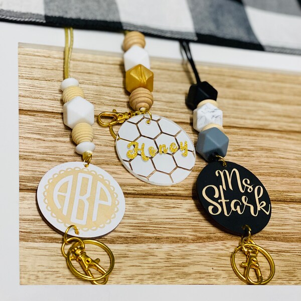 Personalized Custom Trendy Silicone + Acrylic  Lanyard | Badge ID holder for Teachers | Nurses | College students | Professors | SLP |