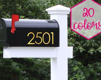 Custom House Number Label Modern Mailbox Sticker Address Street Ideas Decal Sign Garage Farm Gift Idea First Home Cursive Numbers