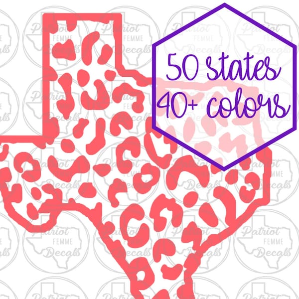 Cheetah Print Texas State Decal Logo Sticker Animal iPhone iPad Window Car Yeti Girly Cooler Cup Case Wrap Skin New York north south florida