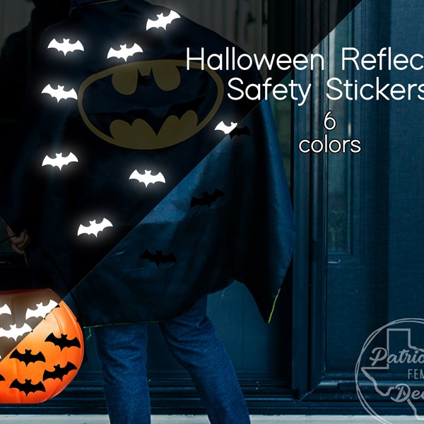 Halloween Reflective Safety Stickers Kids Bat Bucket Sticker Custom Tote Decal Pail Basket Decals Bag Bats Must Have Boys Girls Bike Helmet