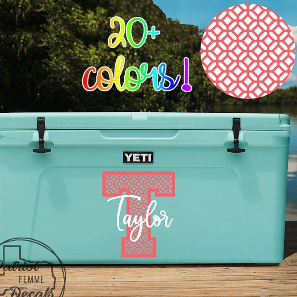 Custom Geometric Monogram Decal Cooler Name Decals Yeti RTIC Boat RV Party Decor Gift Idea Ideas Large Small Car Tumbler truck vinyl cup