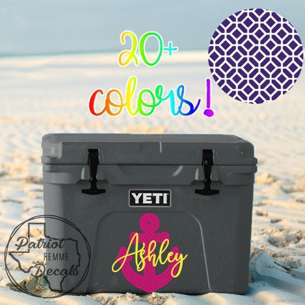 Custom Anchor Name Decal Geometric Yeti Cooler Decals RTIC Vinyl RV Boat Party Decor Large Car Truck Gift Idea Ideas Beach Girls Trip Cup
