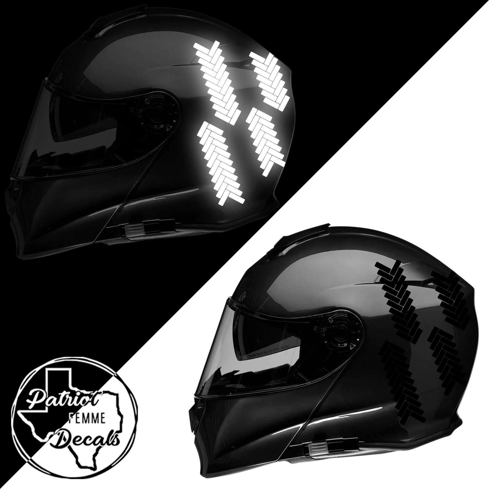 Herringbone Reflective Bike Safety Decals Helmet Body Decal Etsy