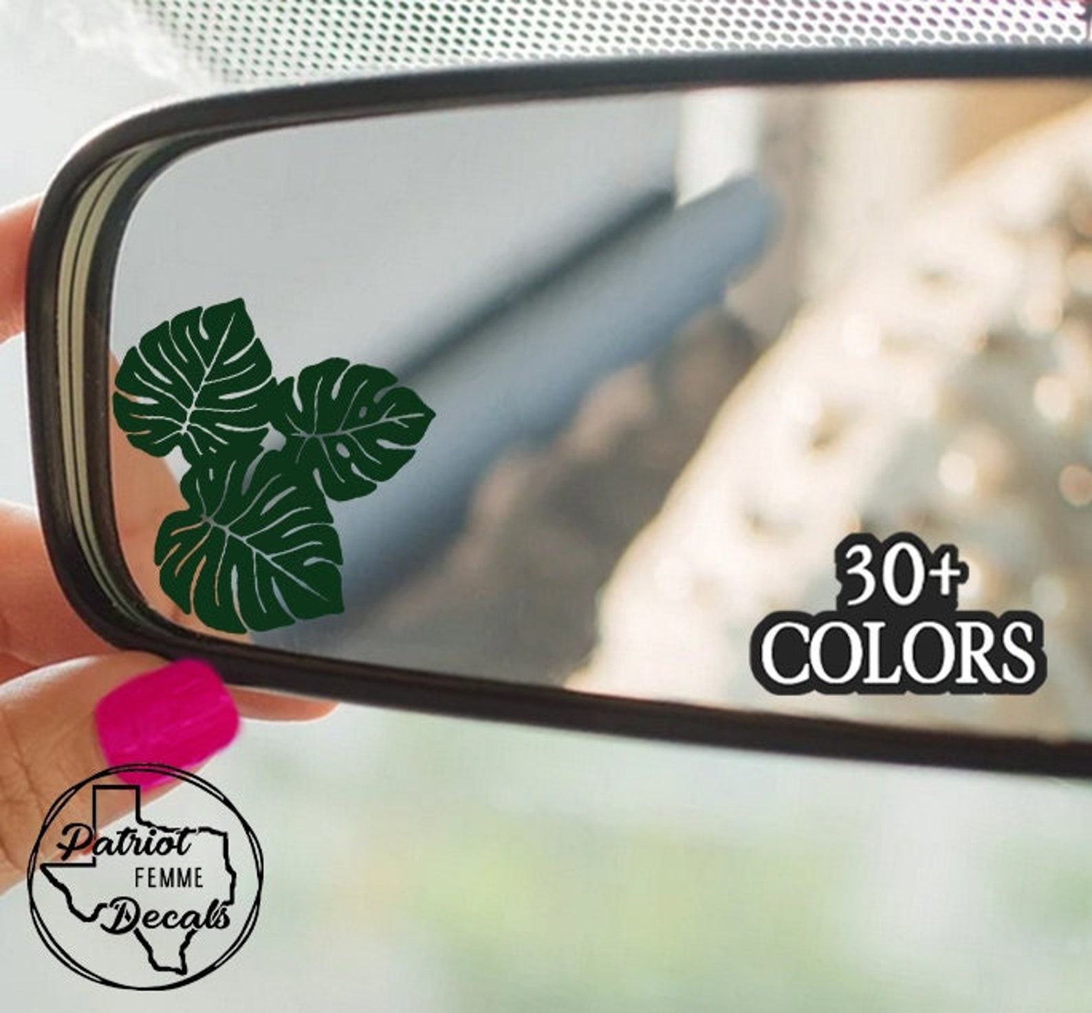 Vanity Sticker Monstera Sticker Car Mirror Decal Vanity Visor Rear View Tropical Plant ...