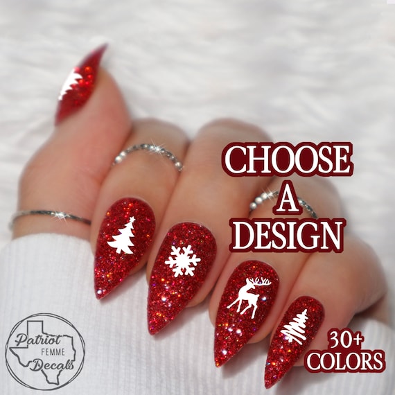 Stickers Nail Art Pour Ongles - Thème Noël (Père Noël, Sapins, Flocons)