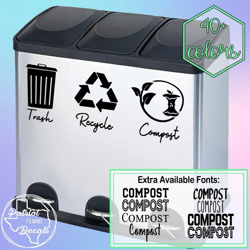 Trash Recycle Compost Sticker Labels Decal Garbage Can Bin - Etsy