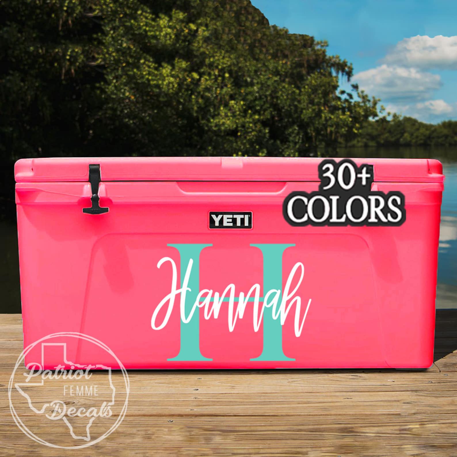 Custom Cooler Decal Monogram Name Decals Yeti RTIC Boat Party Decor ...