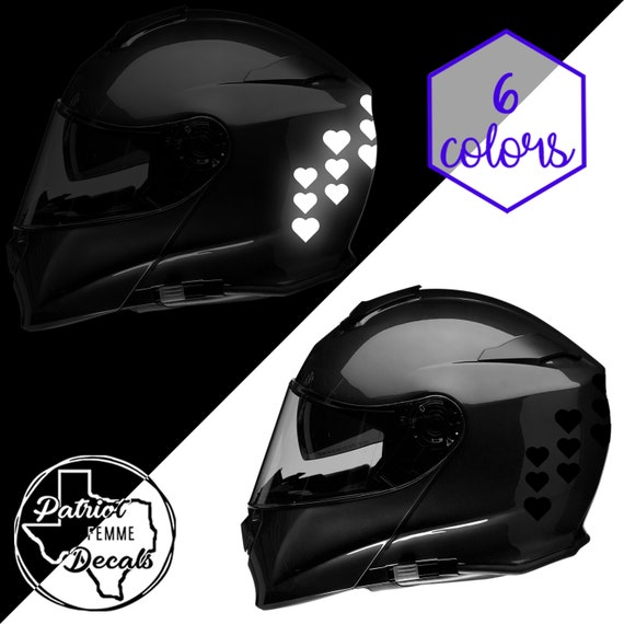 custom reflective motorcycle helmet Hearts Reflective Bike Safety Decals Helmet Body Decal Fork Rim Rims  Trailer Truck Car Van Scooter Custom Gift Idea Ideas Frame RV Heart