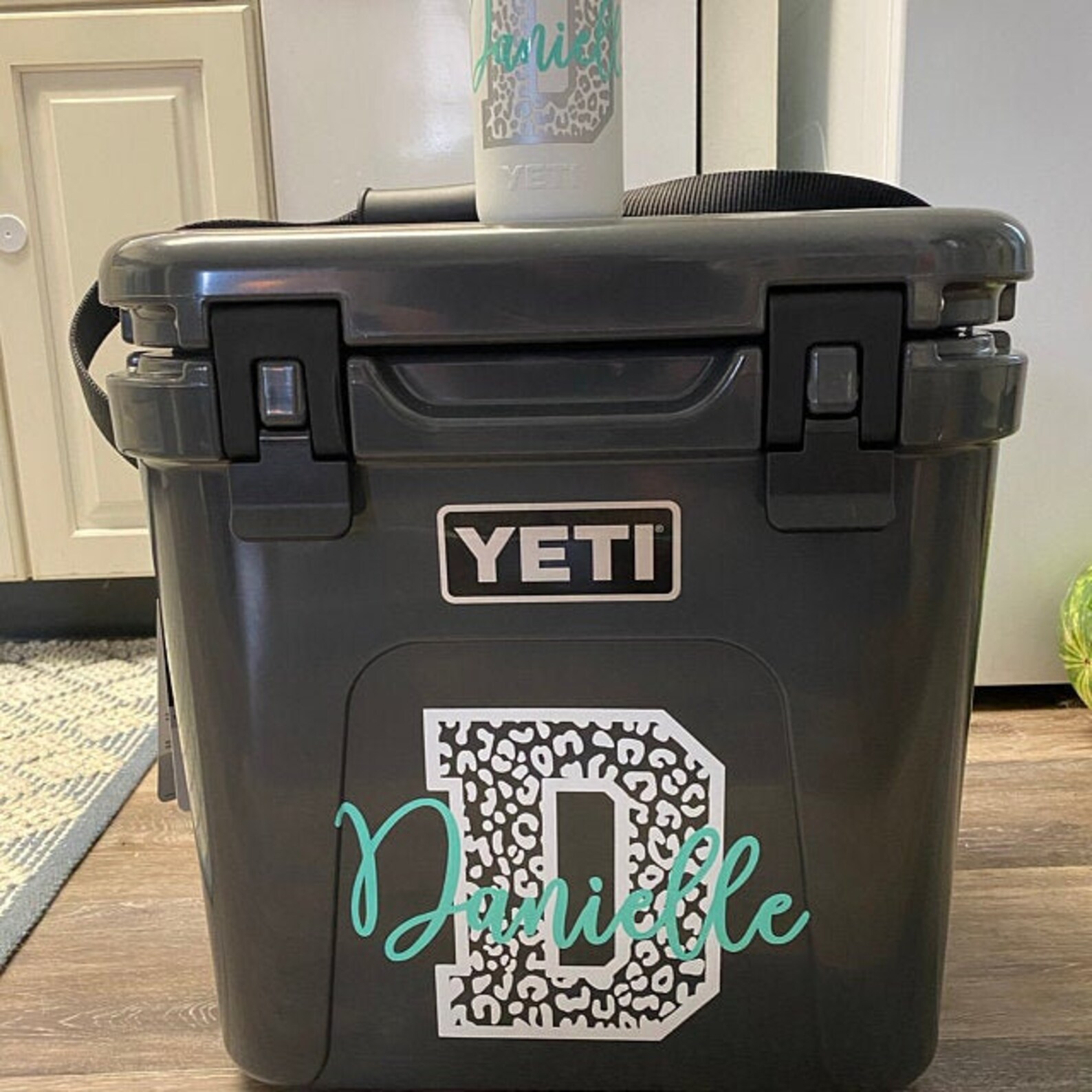 Custom Cheetah Monogram Yeti Cooler Decal Name Personalized Etsy