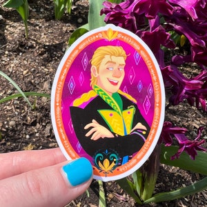 Sticker Kristoff - King Kristoff Disney La Reine des neiges 2 - tenue de couronnement - joli sticker résistant aux intempéries en vinyle brillant - cadeau