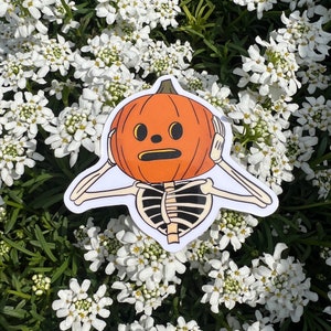 Sobre la pared del jardín Potsfield Pumpkin Man pegatina - linda calcomanía de pegatina de vinilo brillante resistente a la intemperie - Cartoon Network - Regalo de otoño de Halloween