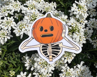 Over the Garden Wall Potsfield Pumpkin Man Aufkleber – Niedlicher wetterfester glänzender Vinyl-Aufkleber – Cartoon Network – Halloween-Herbst-Geschenk