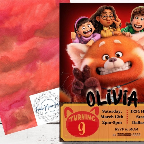 Turning Red Birthday Invitation Turning Red Party Instant Etsy
