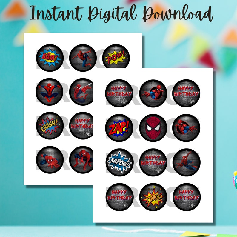 Spiderman Cupcake Toppers Spiderman Cupcake Toppers Etsy