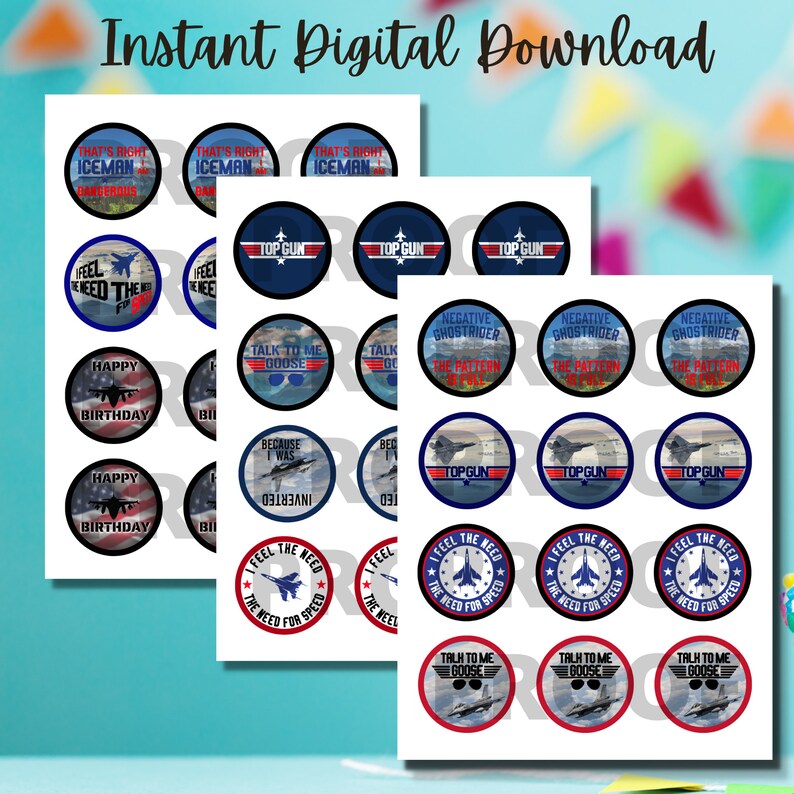 PRINTABLE Top Gun Cupcake Toppers Digital Plane Birthday Etsy India