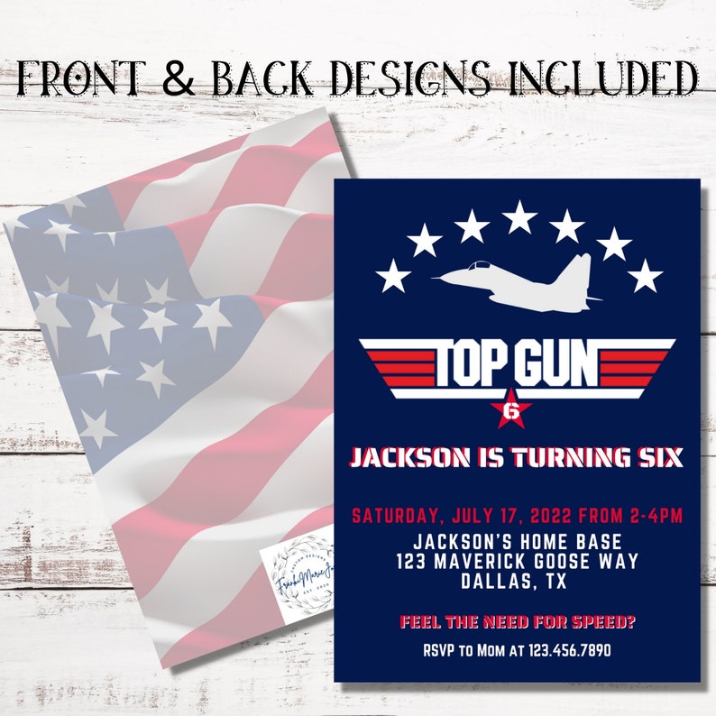 Top Gun Invitation DIGITAL DOWNLOAD Airplane Birthday Etsy