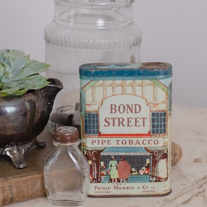 Bond Street Pipe Tobacco Tin / Vintage Tin, Philip Morris & Co, New York, London, Advertising, Antique, Collectible