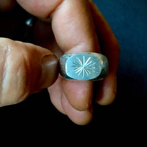 Sterling silver hand engraved one of a kind signet ring
